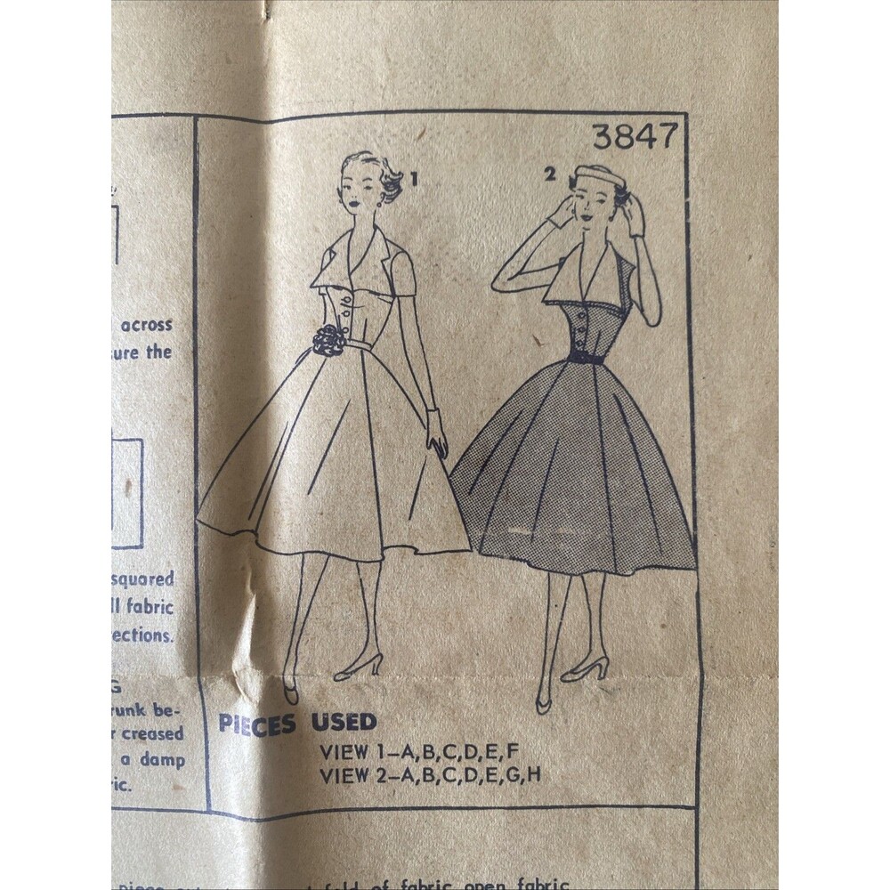 1950s Simplicity Primer for Pattern Number 3847 Dress Instructions *No Pattern*
